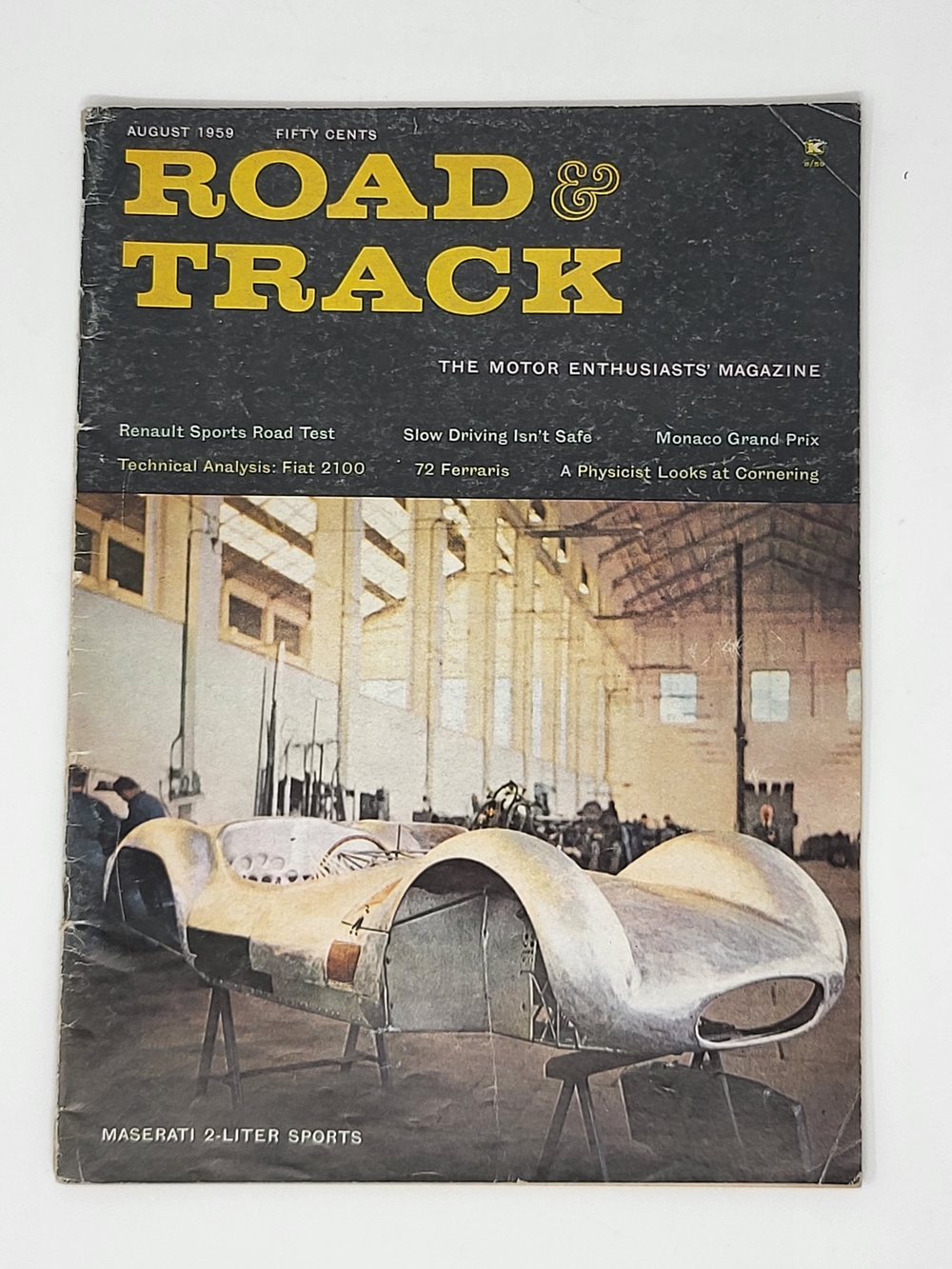 Road & Track Magazine August 1959 - Yellow Logo Cover